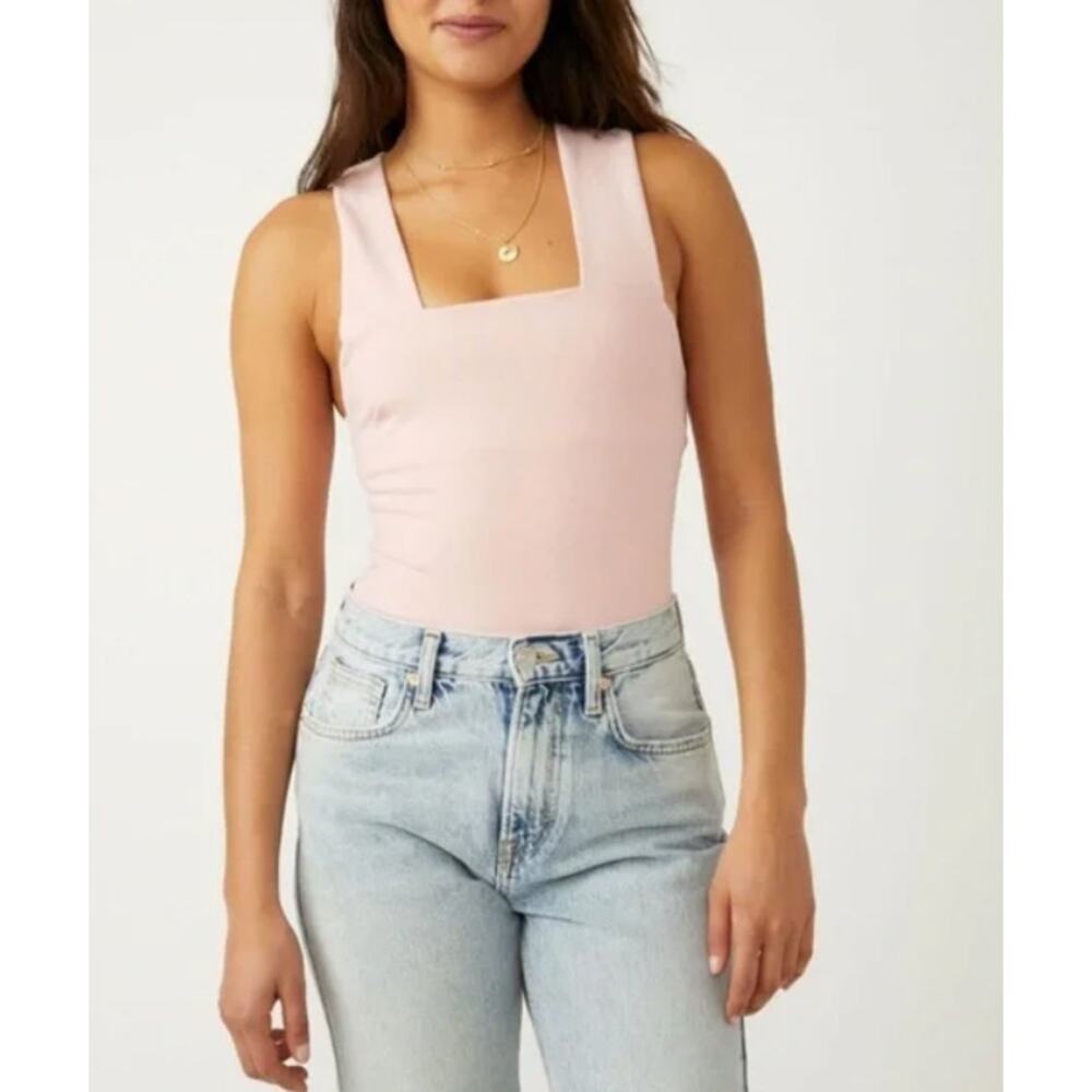 Free People She's So Sleek Bodysuit in Silver Pink size Medium - Picture 2 of 6
